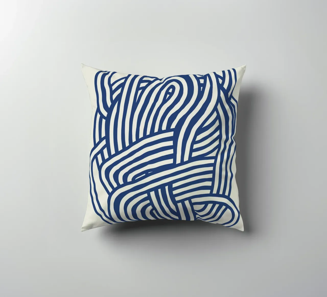 Line art forma organica in blu 03 cuscino da Little Dean