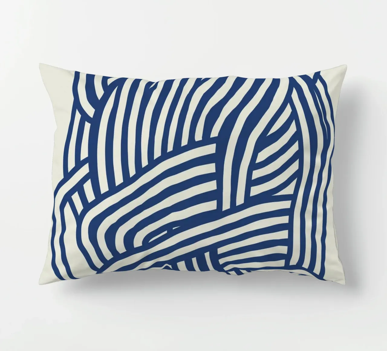 Line art forma organica in blu 03 cuscino da Little Dean