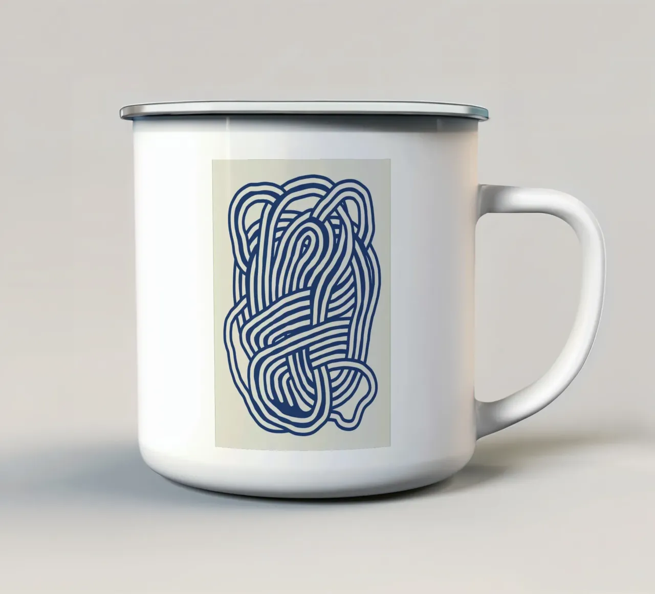Line art forma organica in blu 03 tazza in smalto da Little Dean