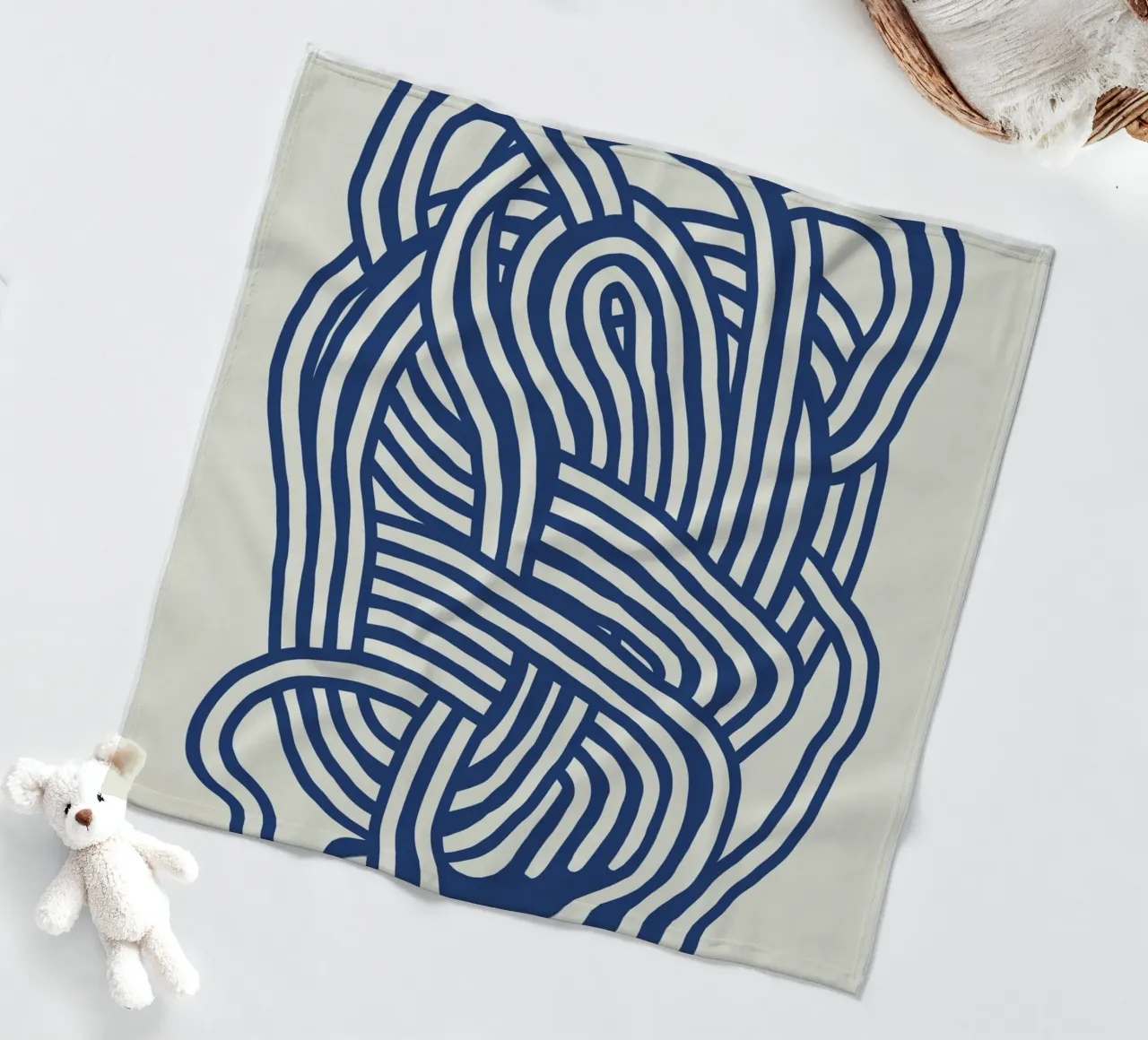 Line art forma organica in blu 03 coperta in pile da Little Dean