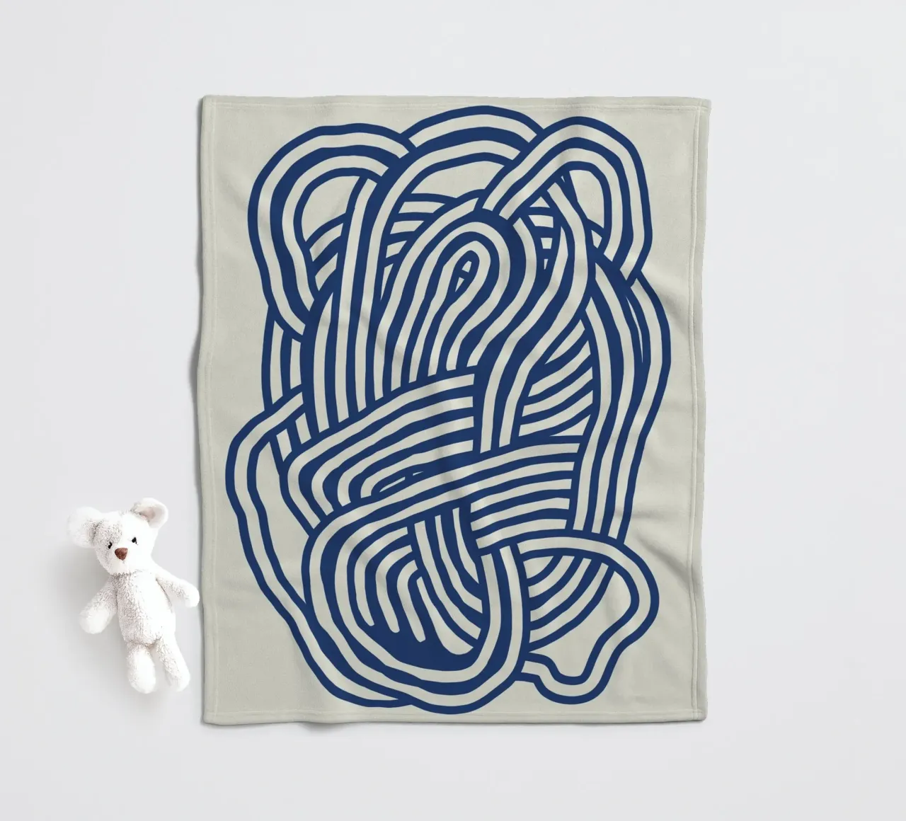 Line art forma organica in blu 03 coperta in pile da Little Dean