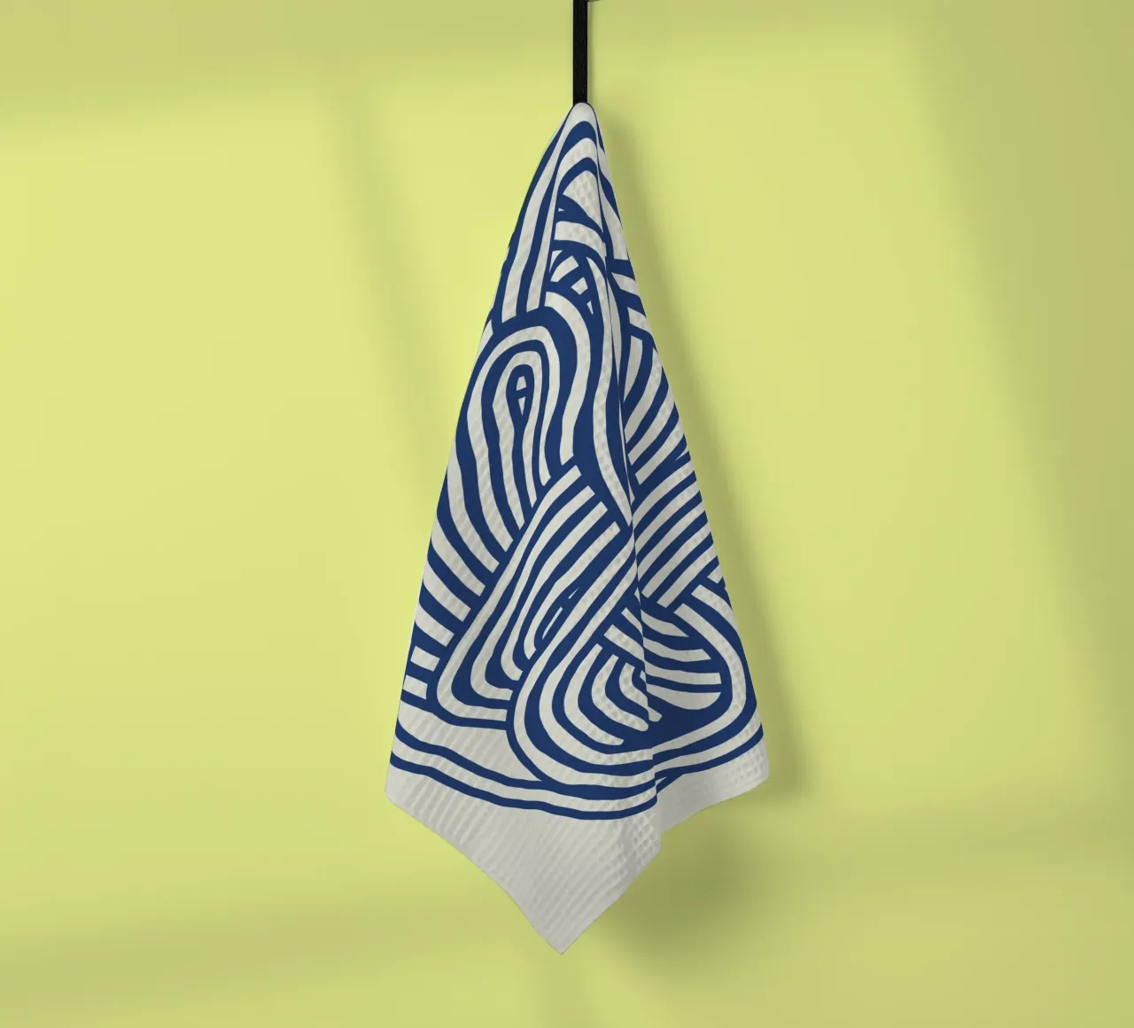 Forme organique en dessin au trait en bleu 03 torchon de Little Dean