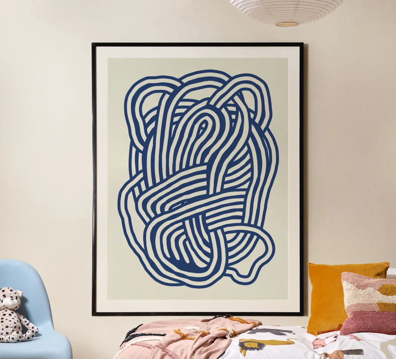 Line art forma organica in blu 03 poster da Little Dean
