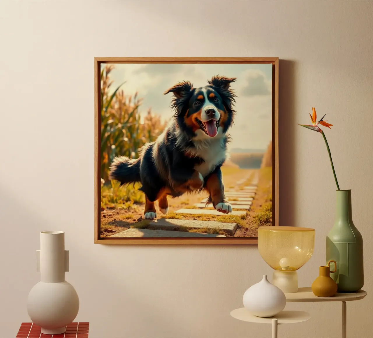 Beautiful Bernese Mountain Dog #25 canvas with Floater frame by Yumis.Beargang.and.Me