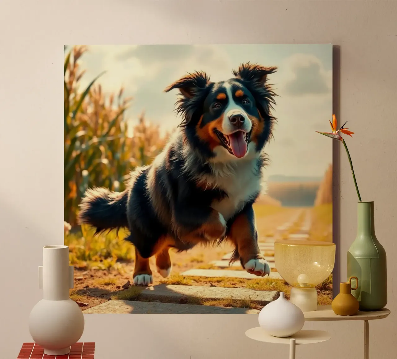 Beautiful Bernese Mountain Dog #25 canvas with Floater frame by Yumis.Beargang.and.Me