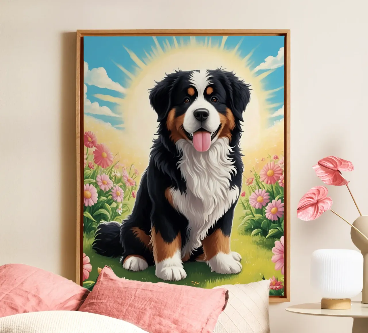 Beautiful Bernese Mountain Dog #27 canvas with Floater frame by Yumis.Beargang.and.Me
