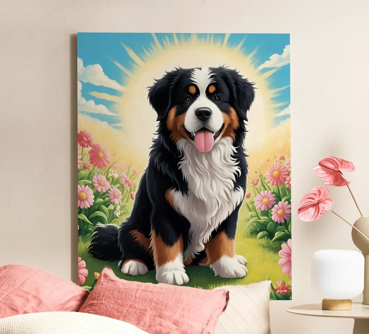 Beautiful Bernese Mountain Dog #27 canvas with Floater frame by Yumis.Beargang.and.Me