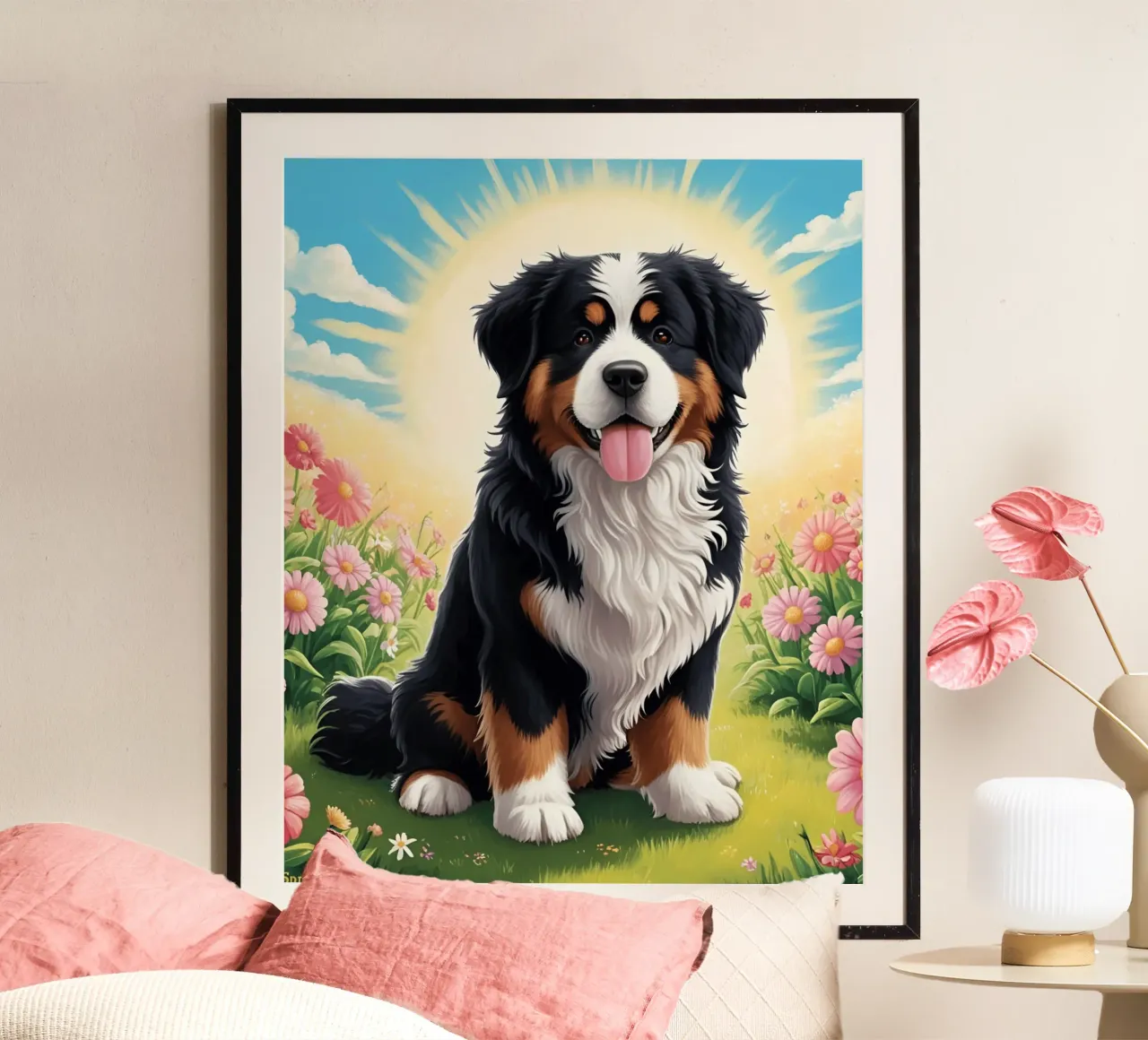 Bellissimo cane da montagna bernese #27 poster con telaio in alluminio da Yumis.Beargang.and.Me