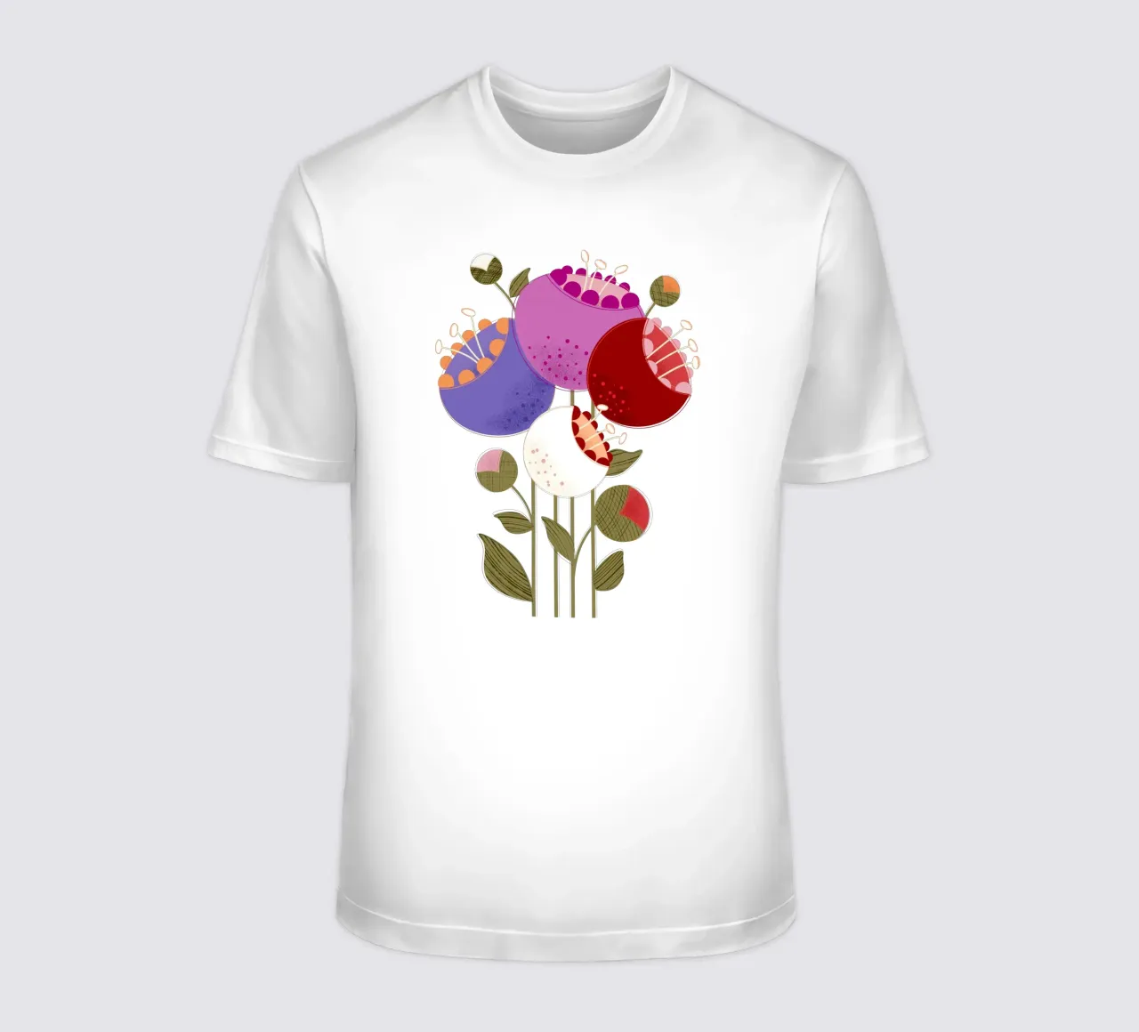 Fiori astratti moderni su nero t-shirt da showmemars