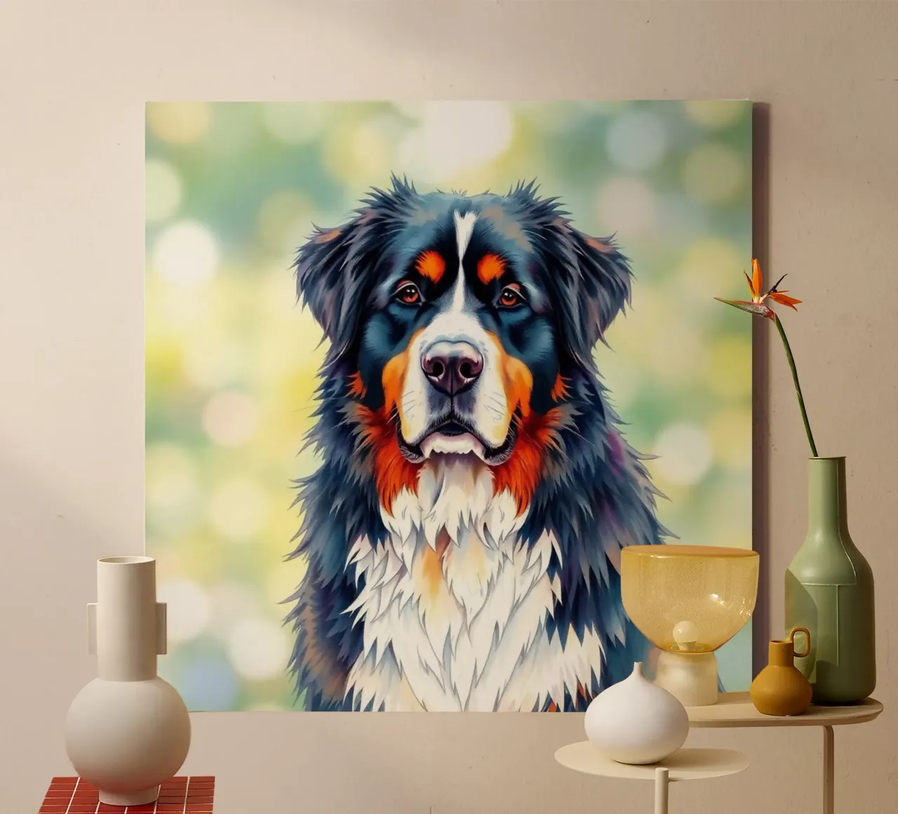 Beautiful Bernese Mountain Dog #28 canvas with Floater frame by Yumis.Beargang.and.Me