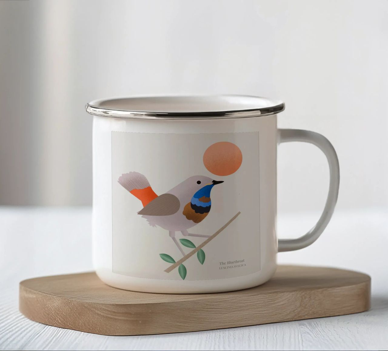 The Bluethroat tazza in smalto da Dharma
