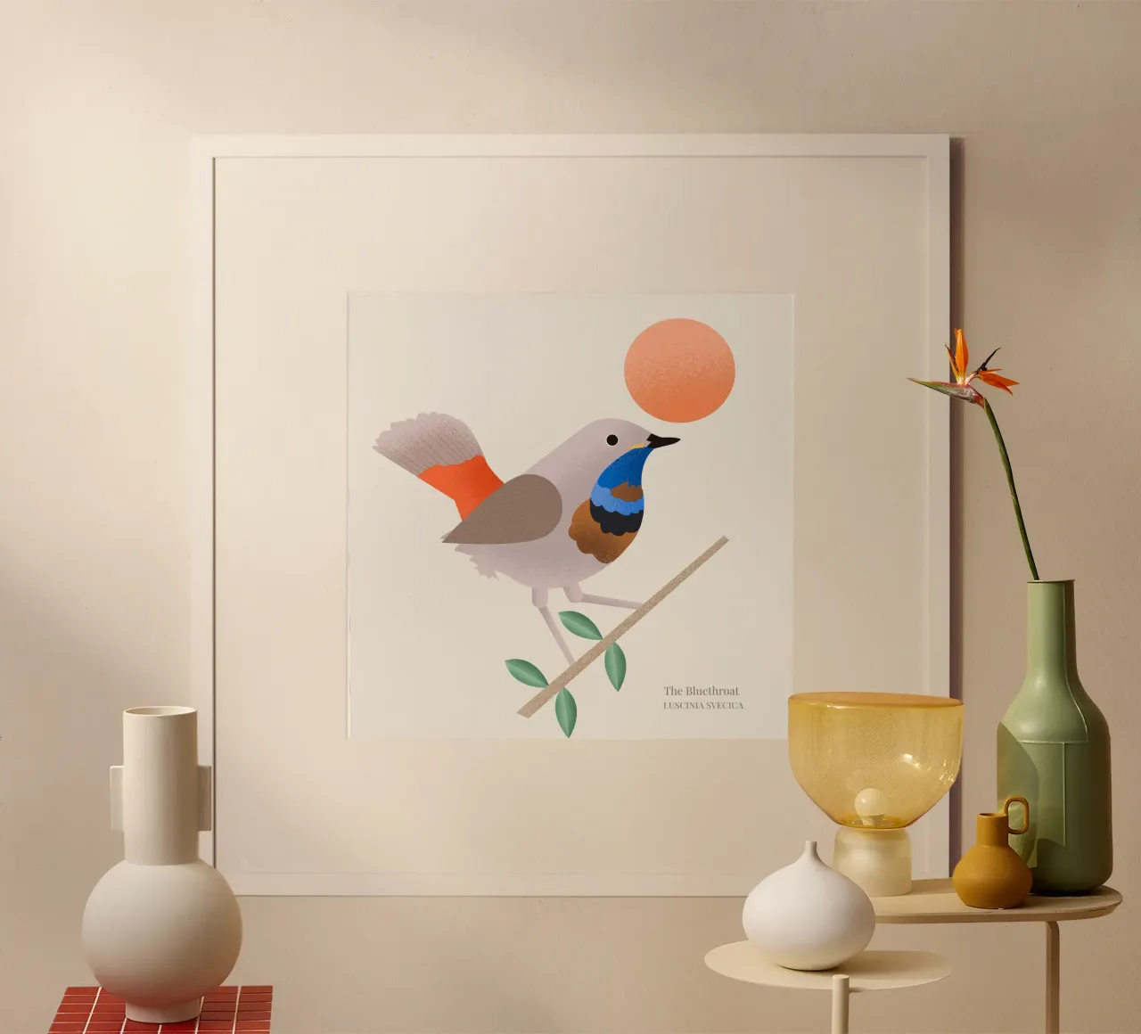 The Bluethroat poster con telaio in alluminio da Dharma