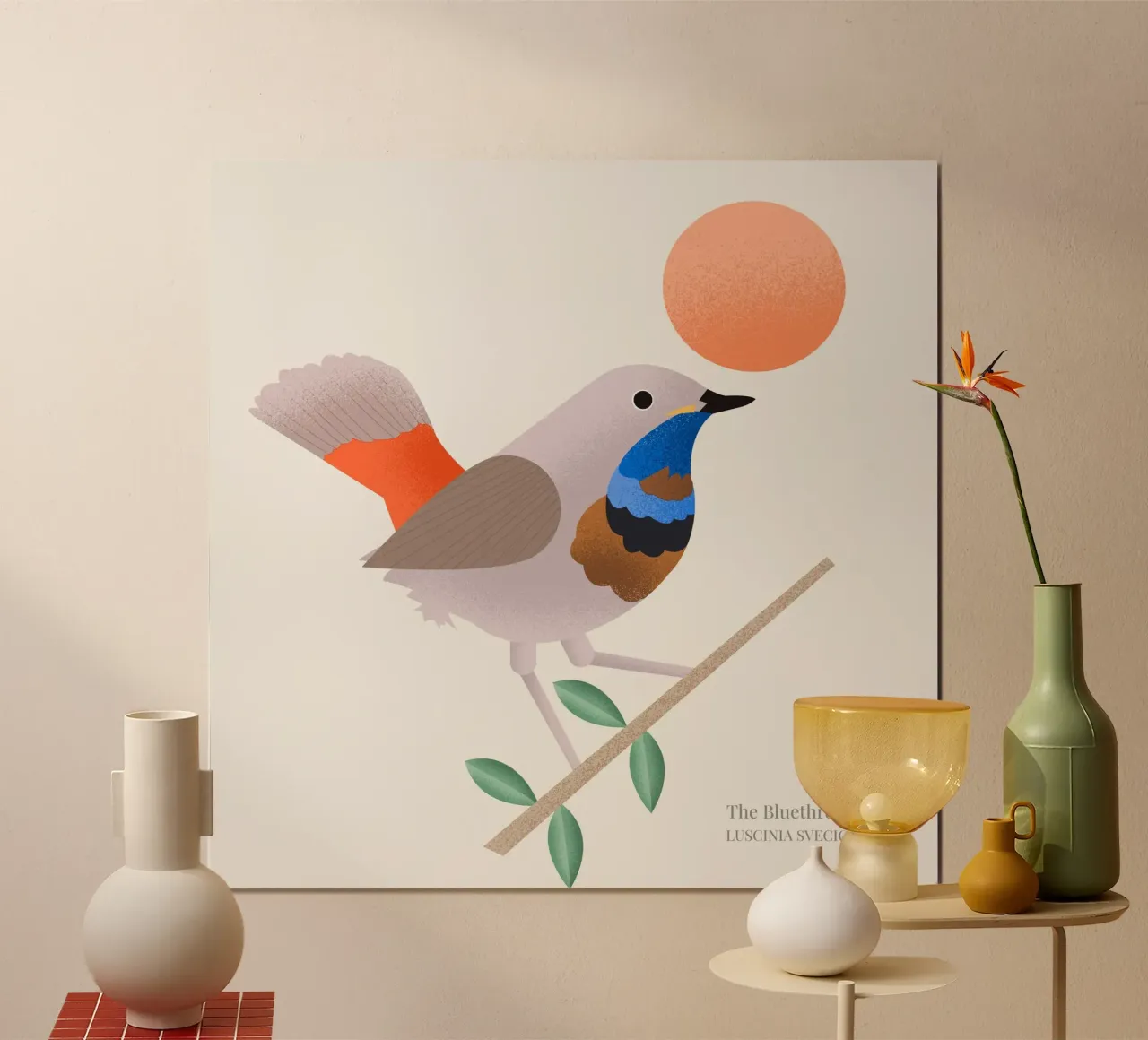 The Bluethroat poster con telaio in alluminio da Dharma