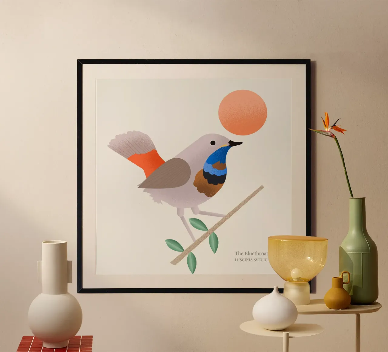 The Bluethroat poster con telaio in alluminio da Dharma