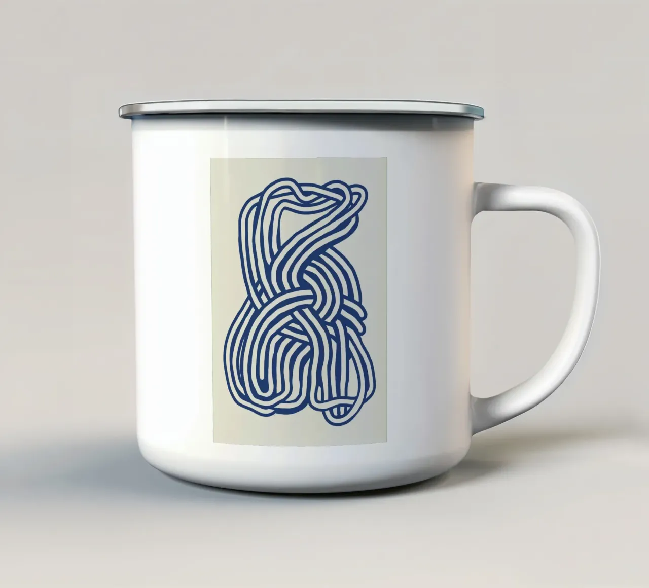 Line art forma organica in blu 02 tazza in smalto da Little Dean