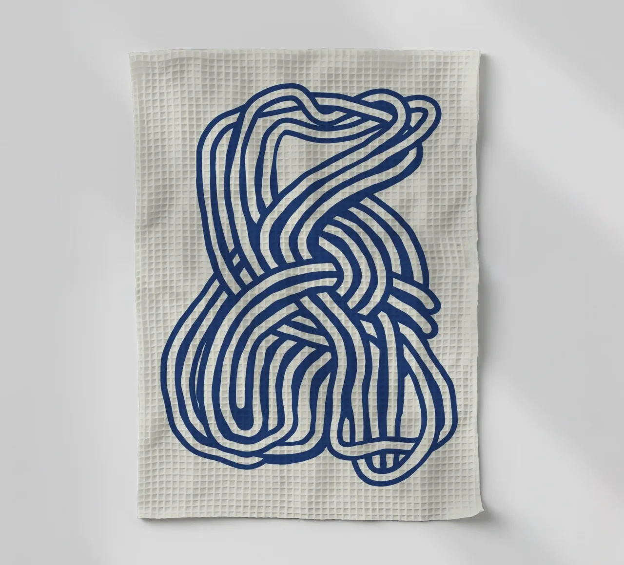 Forme organique en dessin au trait en bleu 02 torchon de Little Dean