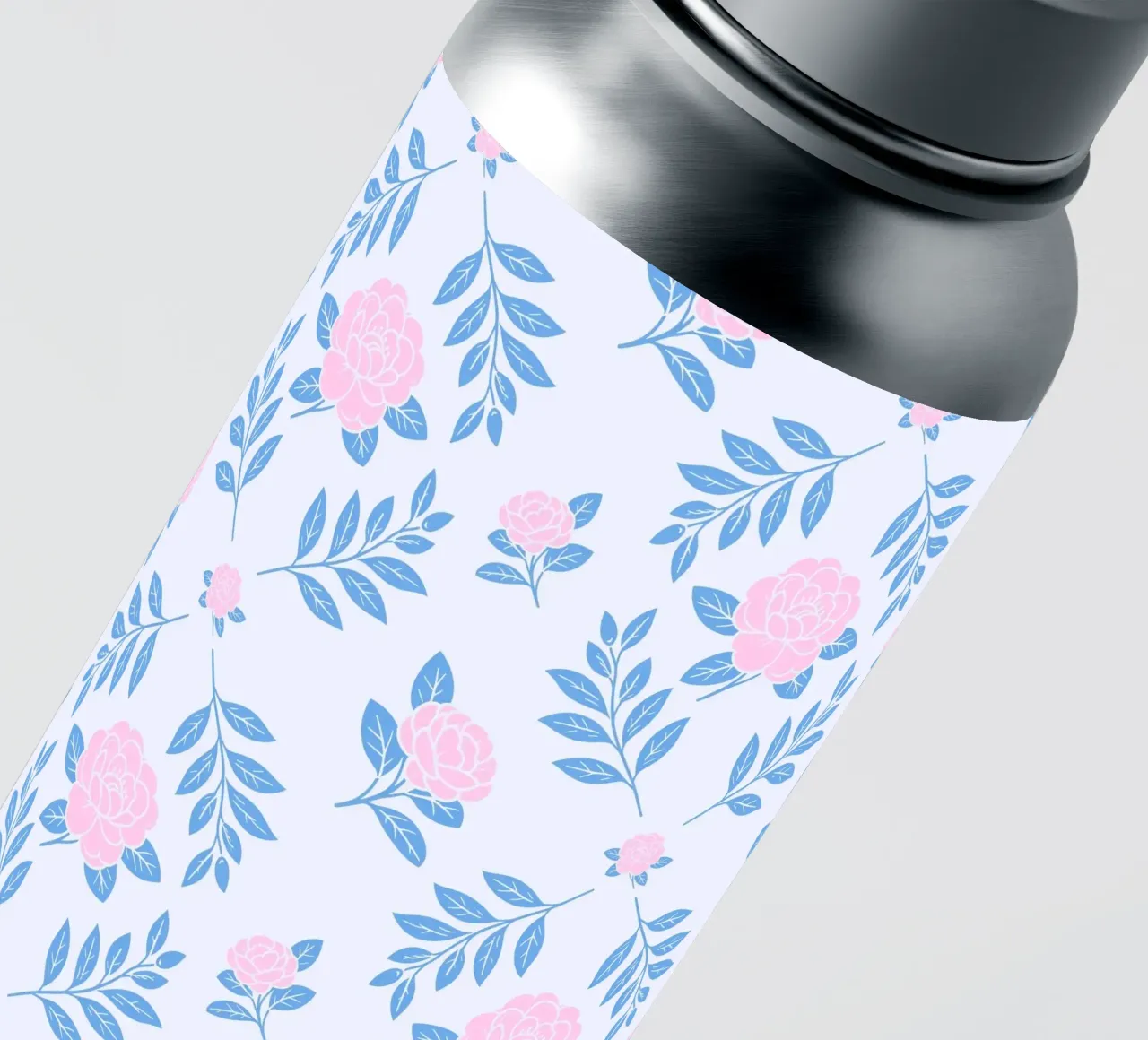 Camellia Damask Pink and Blue sticker by SilverPegasus