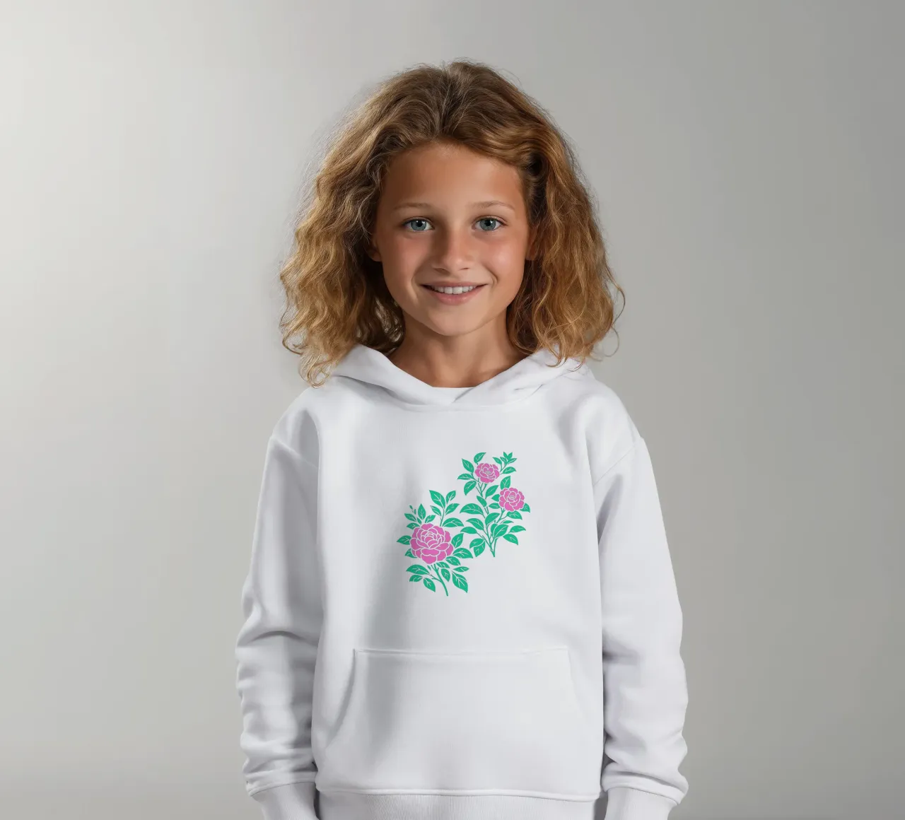 Fiori di camelia verde e rosa felpa bambino con cappuccio da SilverPegasus
