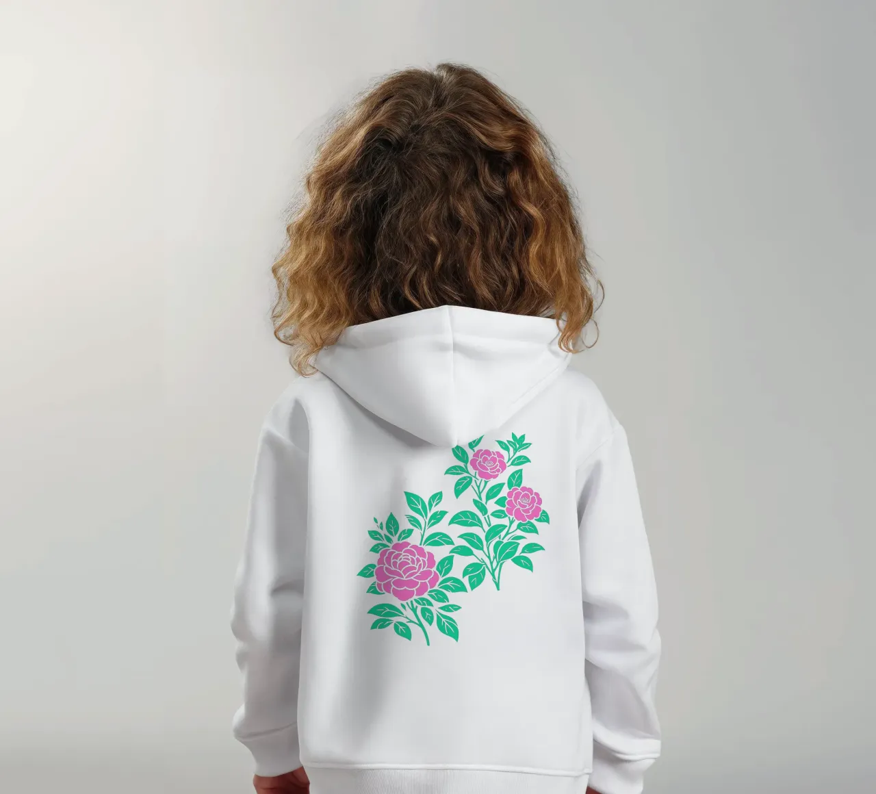 Fiori di camelia verde e rosa felpa bambino con cappuccio da SilverPegasus