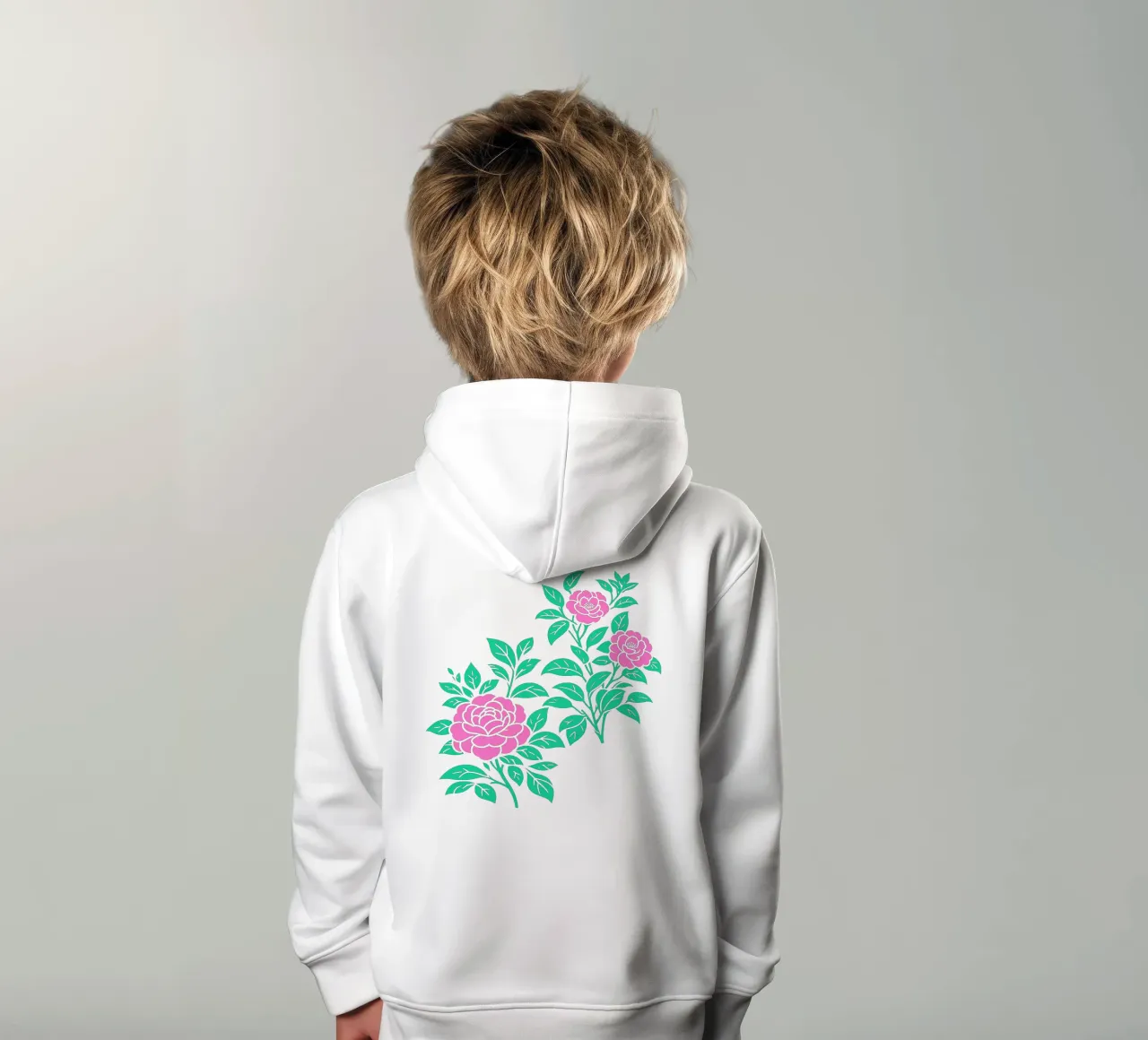 Fiori di camelia verde e rosa felpa bambino con cappuccio da SilverPegasus