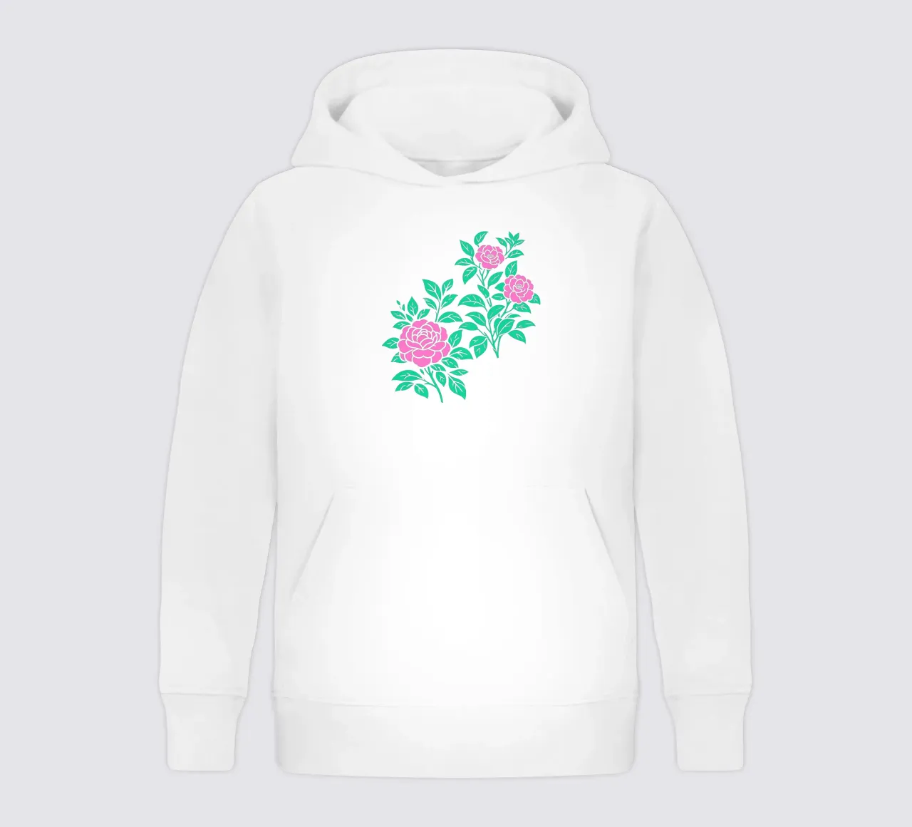 Fiori di camelia verde e rosa felpa bambino con cappuccio da SilverPegasus