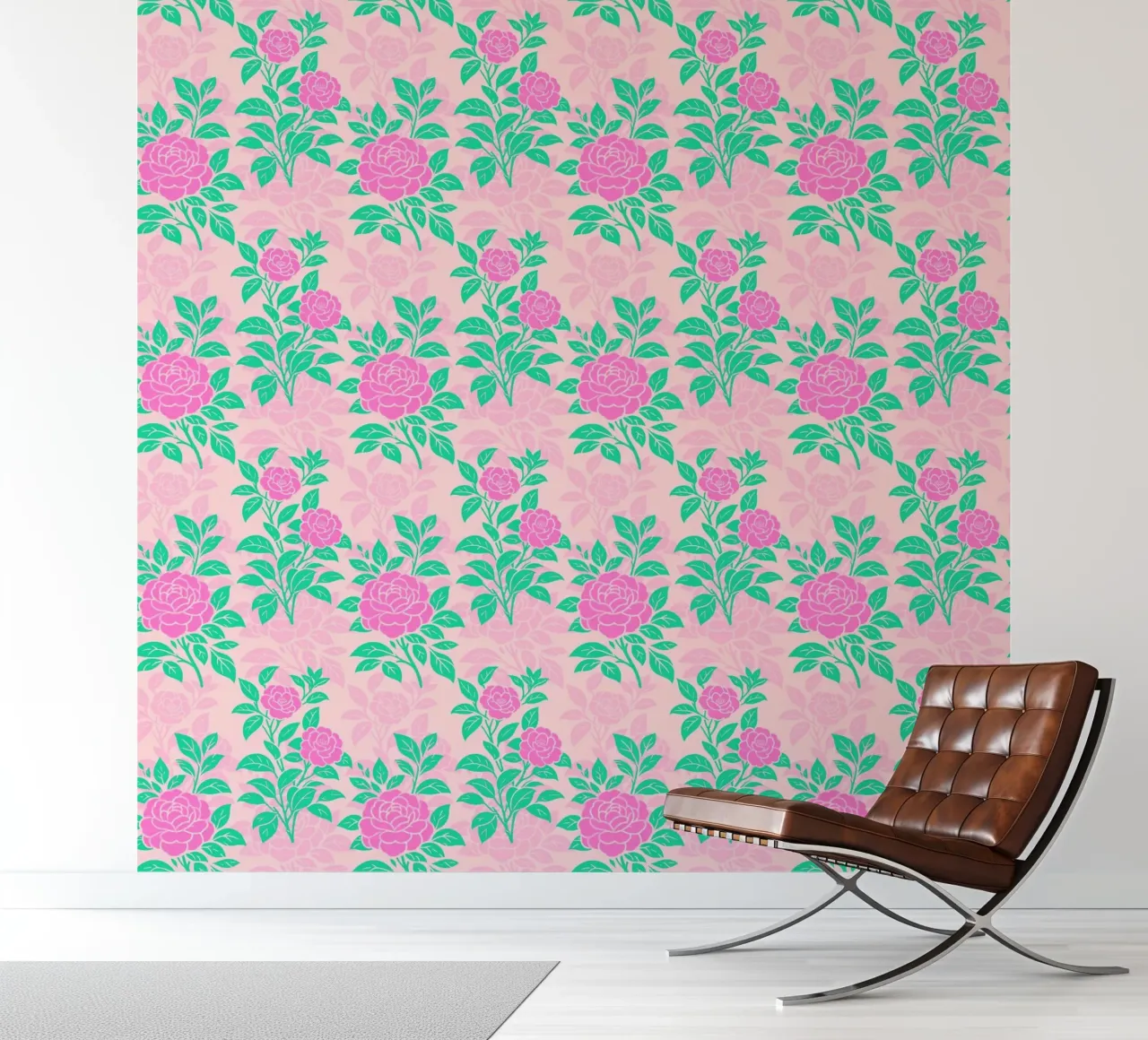 Camelia bloemen groen en roze fotobehang van SilverPegasus