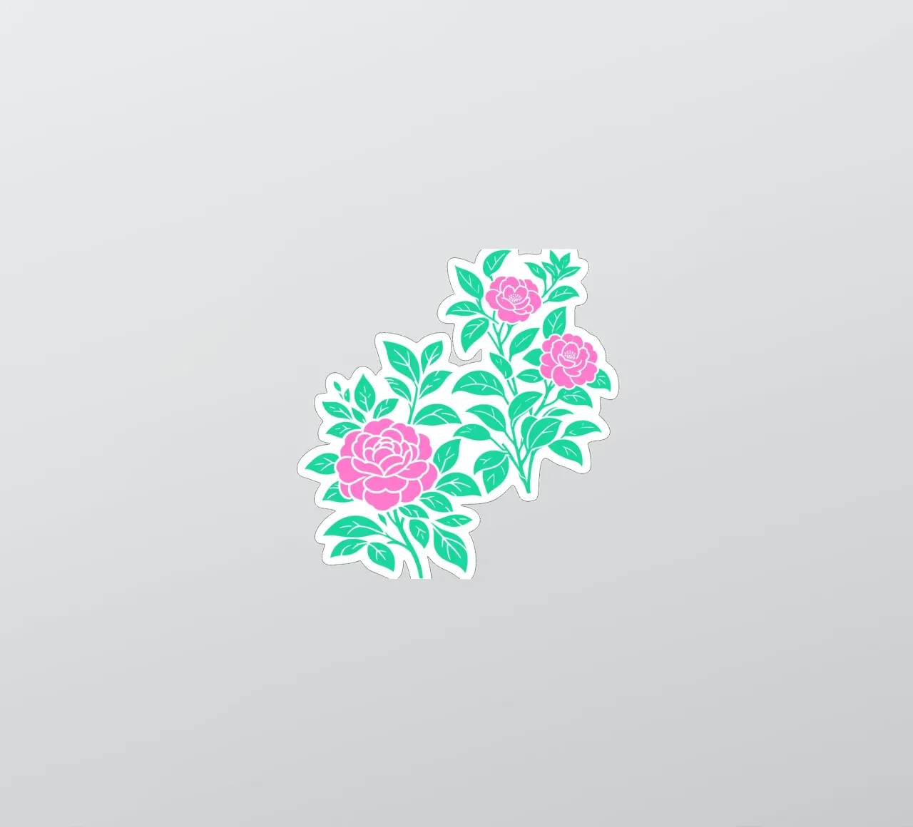 Fiori di camelia verde e rosa adesivo da SilverPegasus