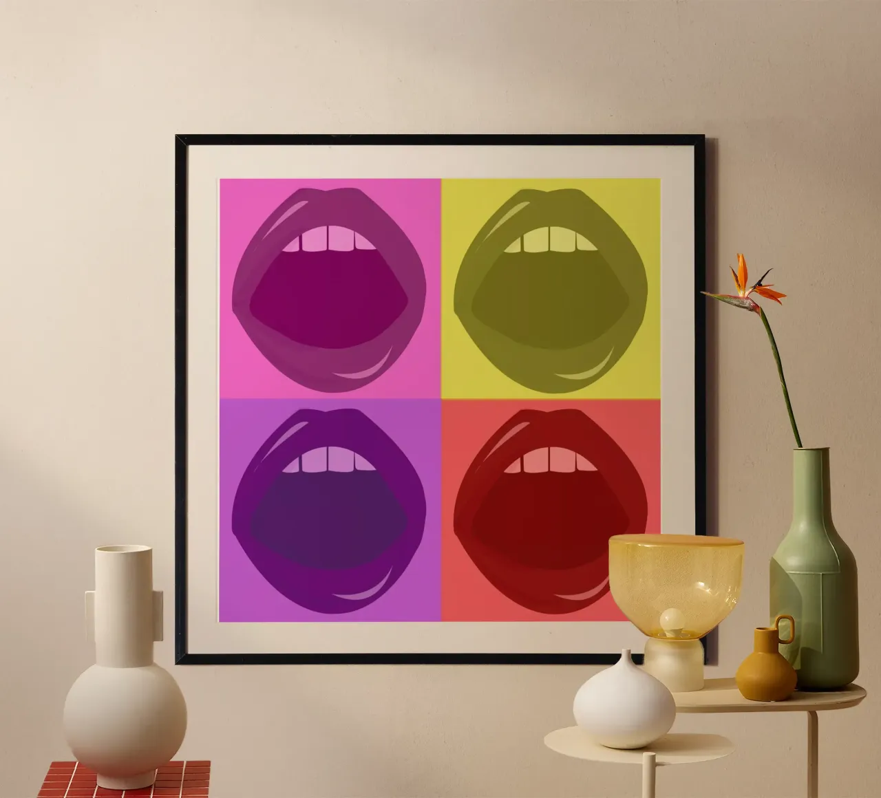Lips poster con telaio in plastica da Ctoft