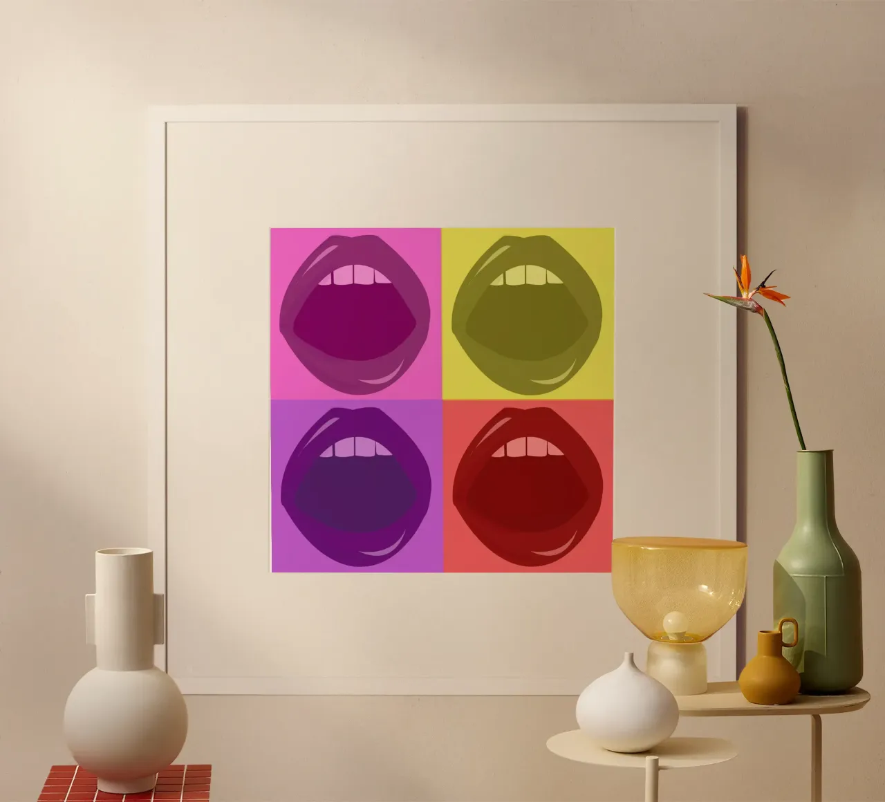 Lips poster con telaio in plastica da Ctoft