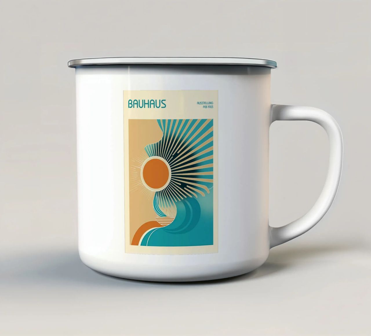 sole raggi raggi onde tazza in smalto da Janine P McGuire
