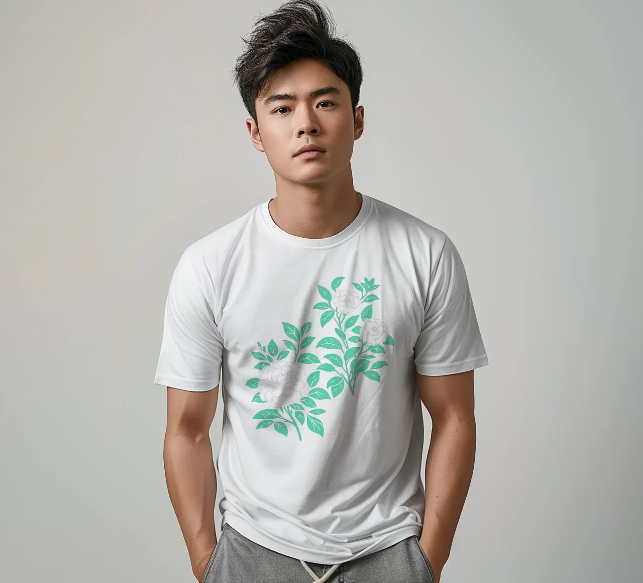 Fiori di camelia verdi e bianchi t-shirt da SilverPegasus