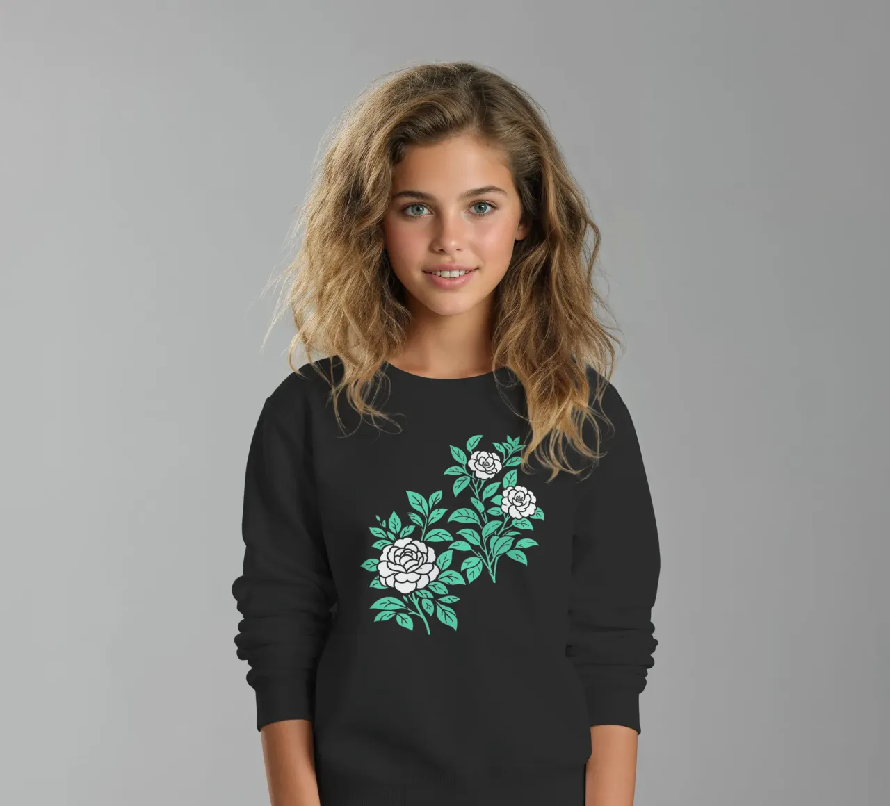 Fiori di camelia verdi e bianchi felpa bambino da SilverPegasus