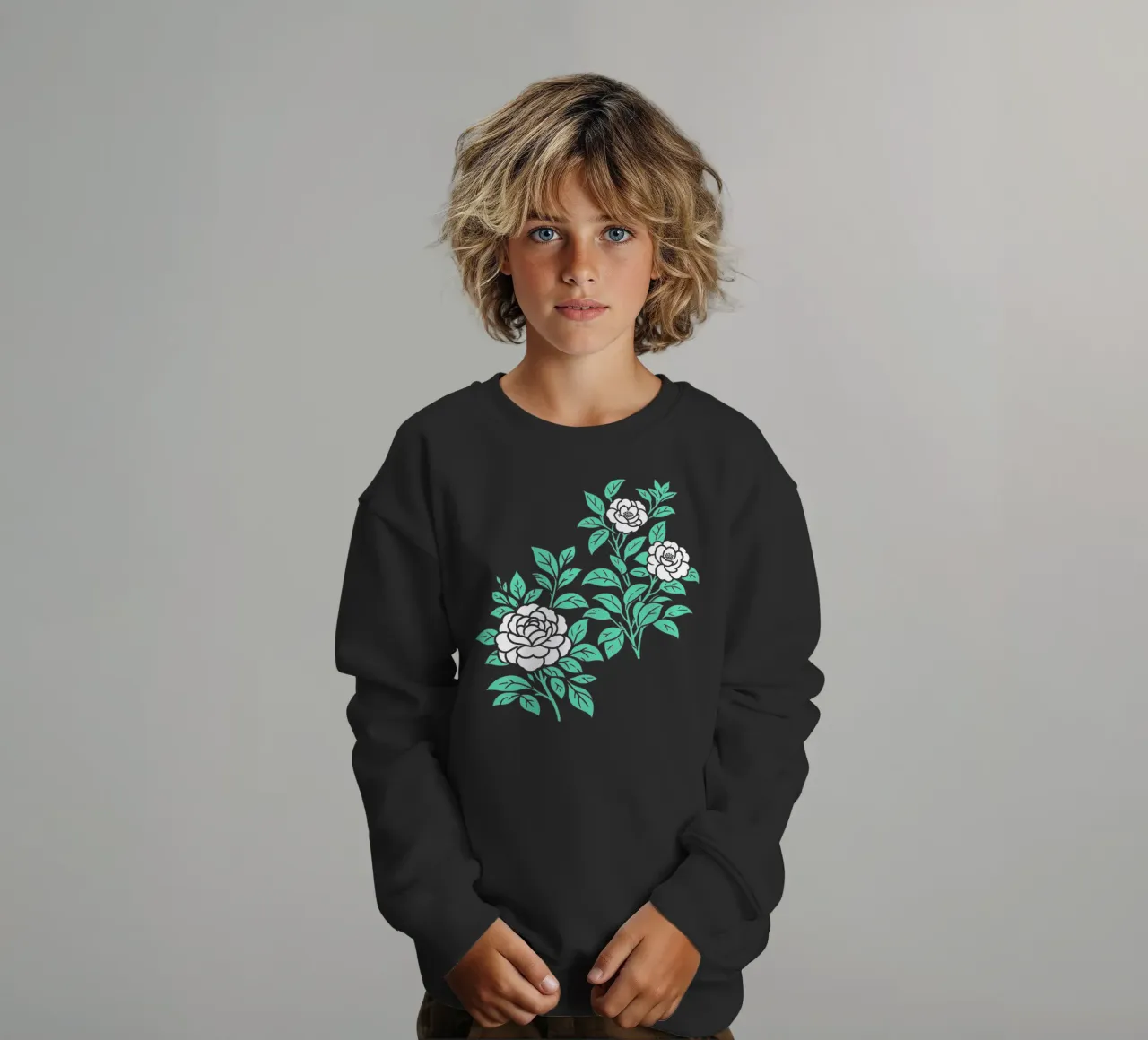 Fiori di camelia verdi e bianchi felpa bambino da SilverPegasus