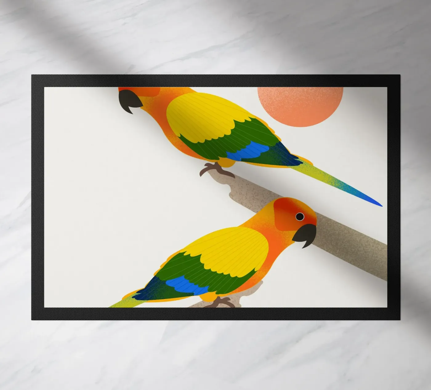 Sun Conure doormat by Dharma