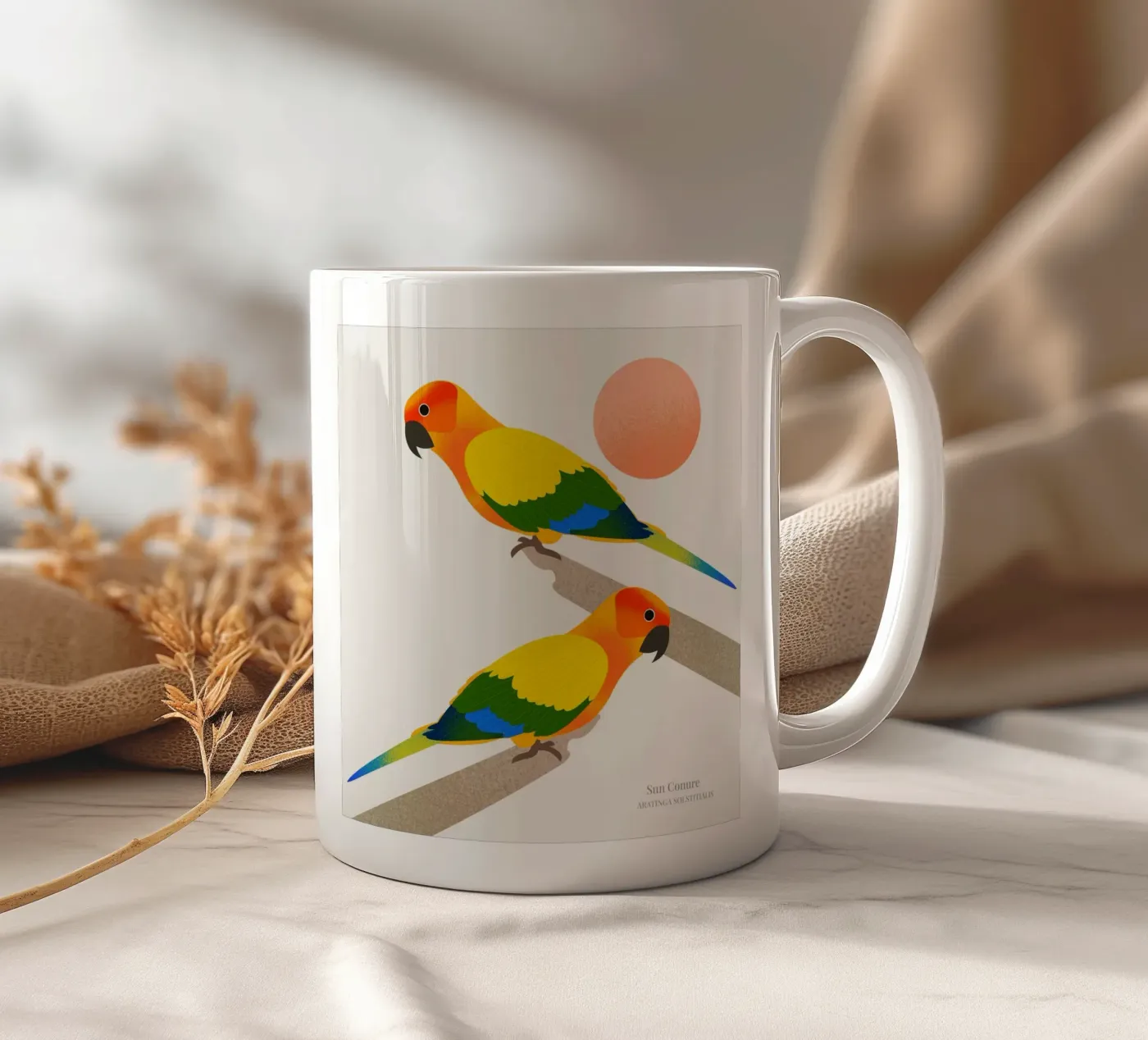 Sun Conure ceramic mug by Dharma