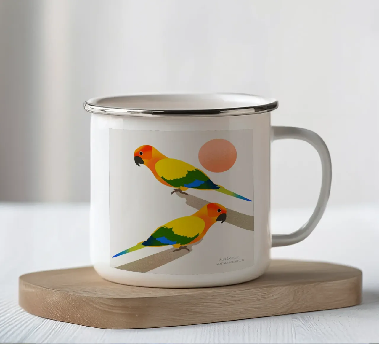 Sun Conure enamel mug by Dharma