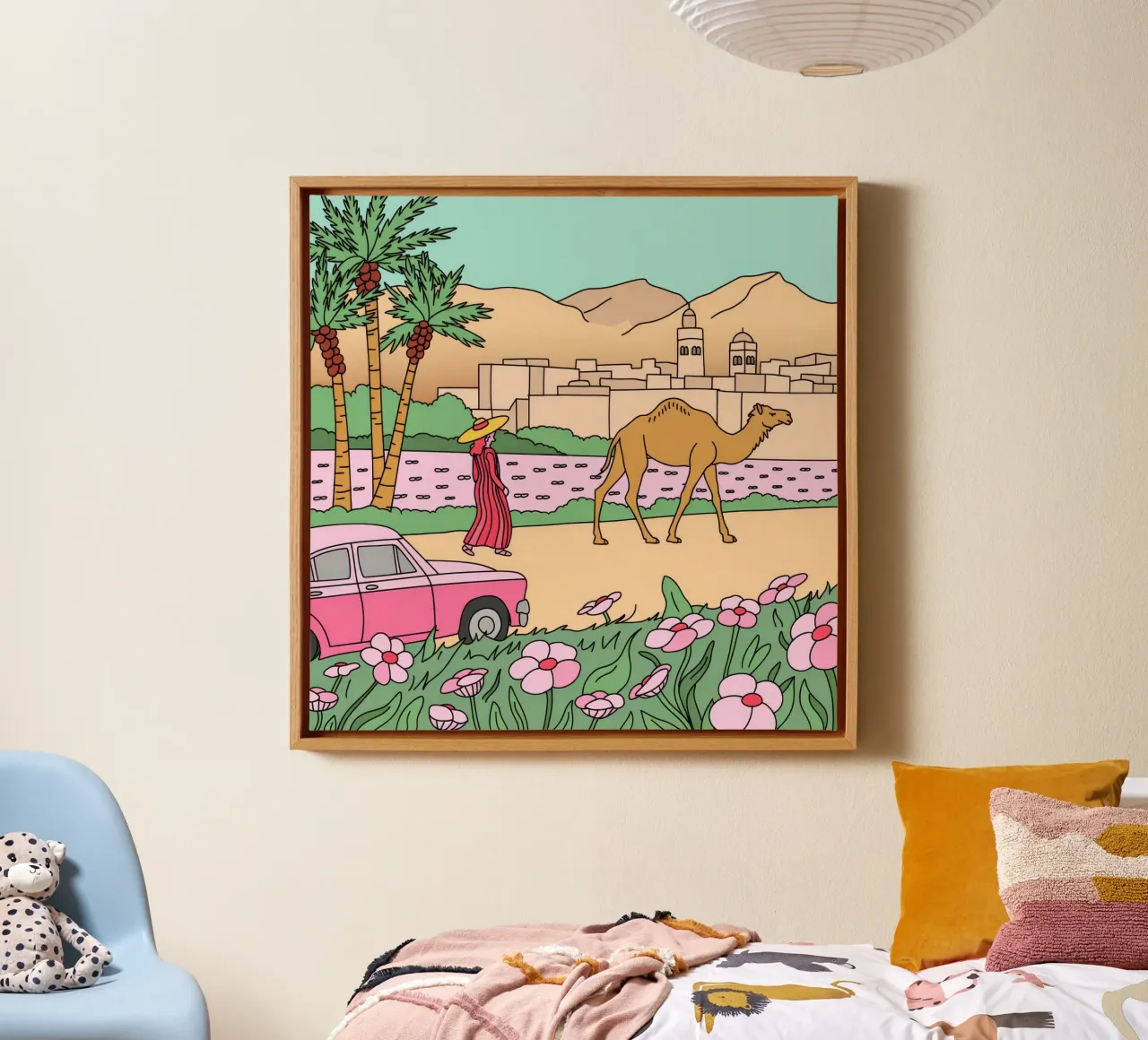 Desert Camel Journey canvas with Floater frame by Silent Hue