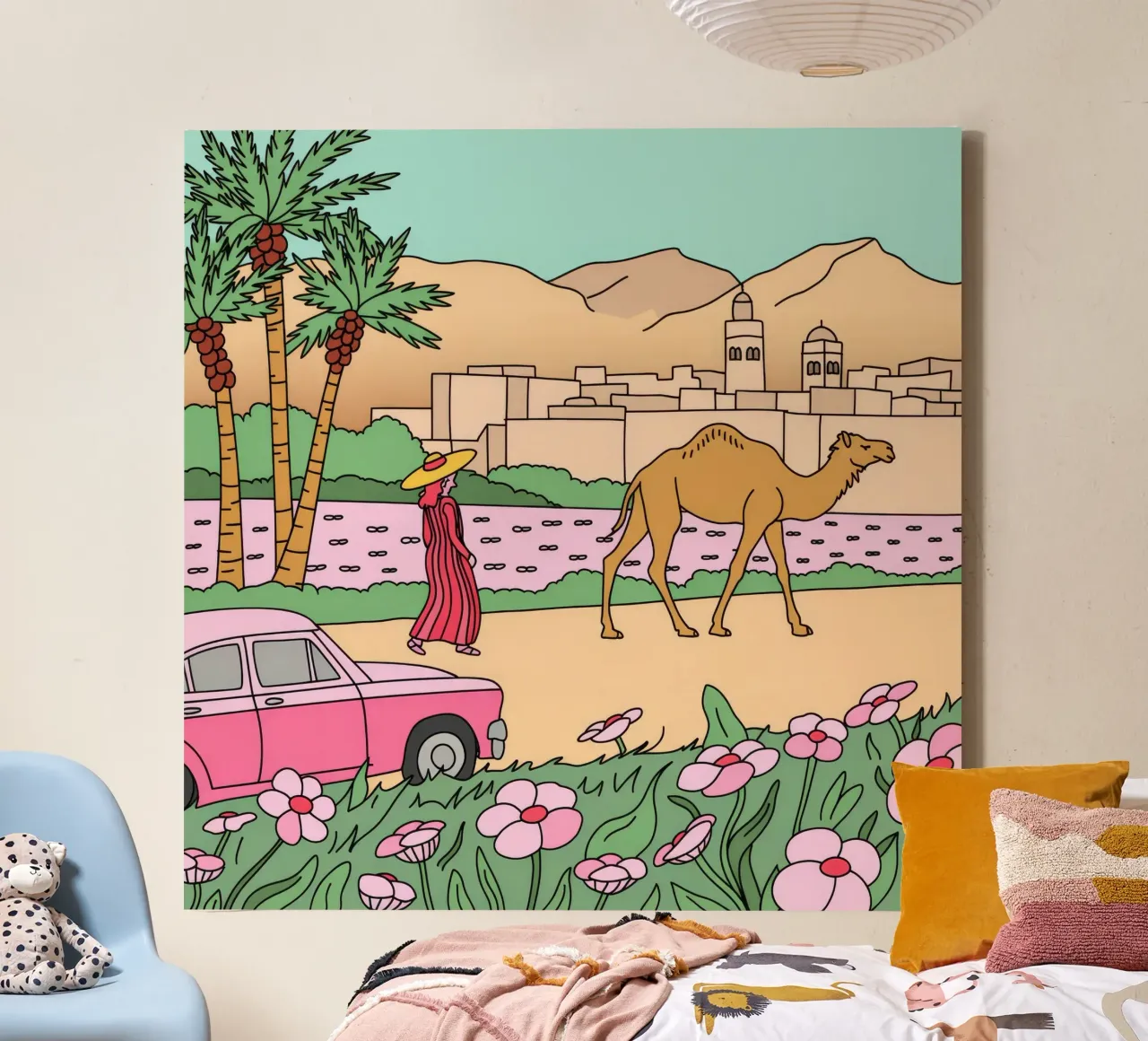 Desert Camel Journey canvas with Floater frame by Silent Hue