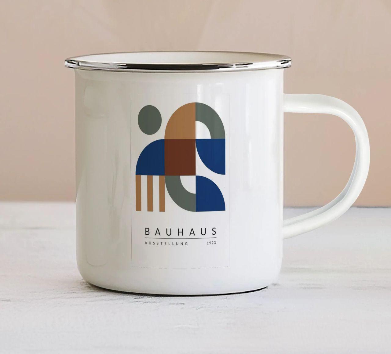 mostra bauhaus forme geometriche tazza in smalto da MinimalistPosterCharles