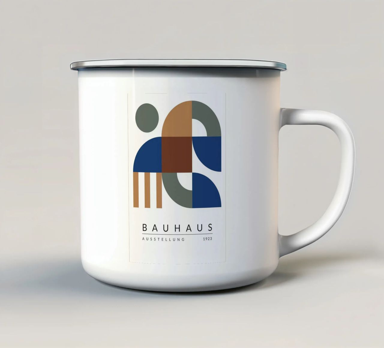 mostra bauhaus forme geometriche tazza in smalto da MinimalistPosterCharles