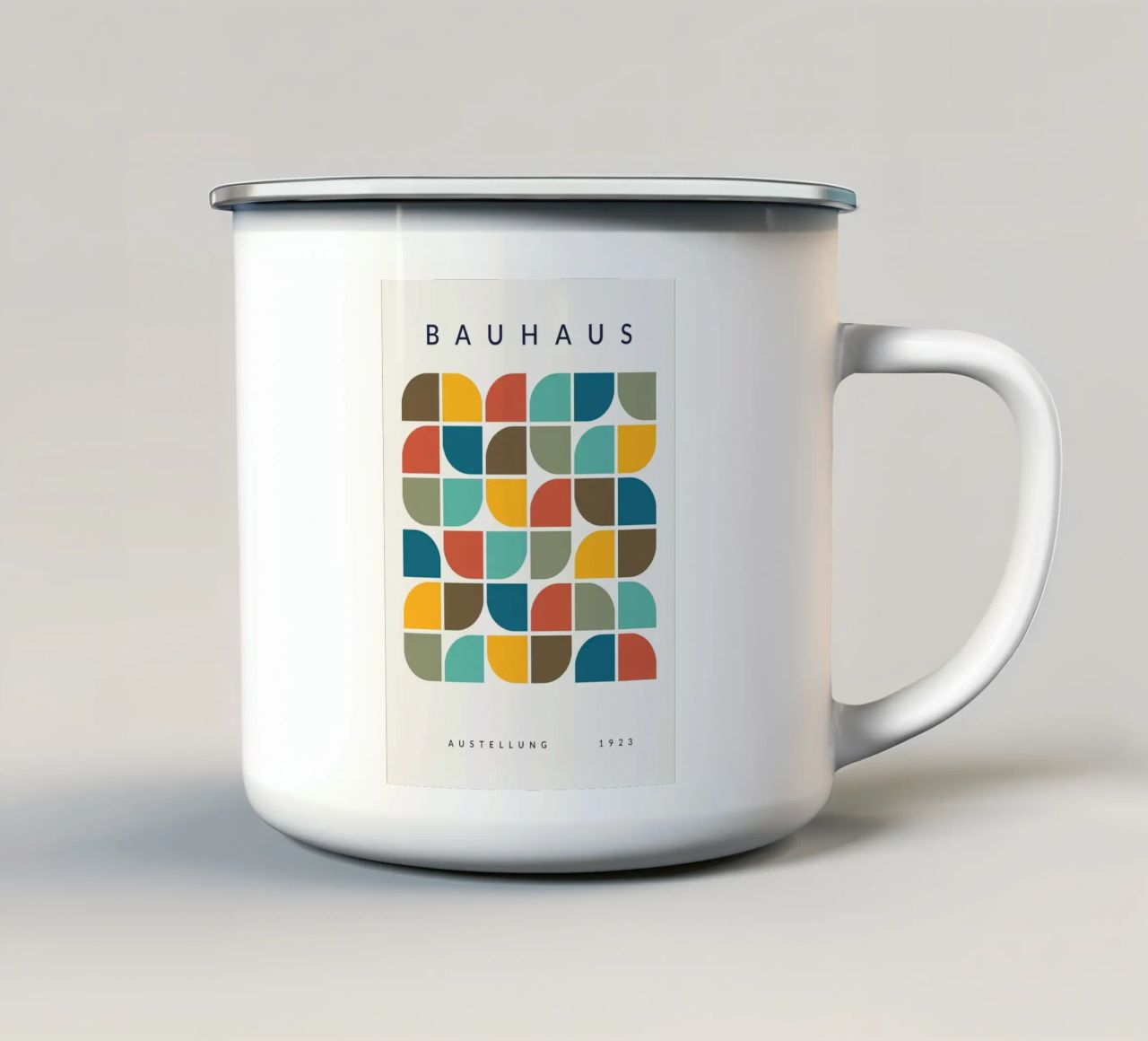 mostra bauhaus 1923 forme geometriche tazza in smalto da MinimalistPosterCharles
