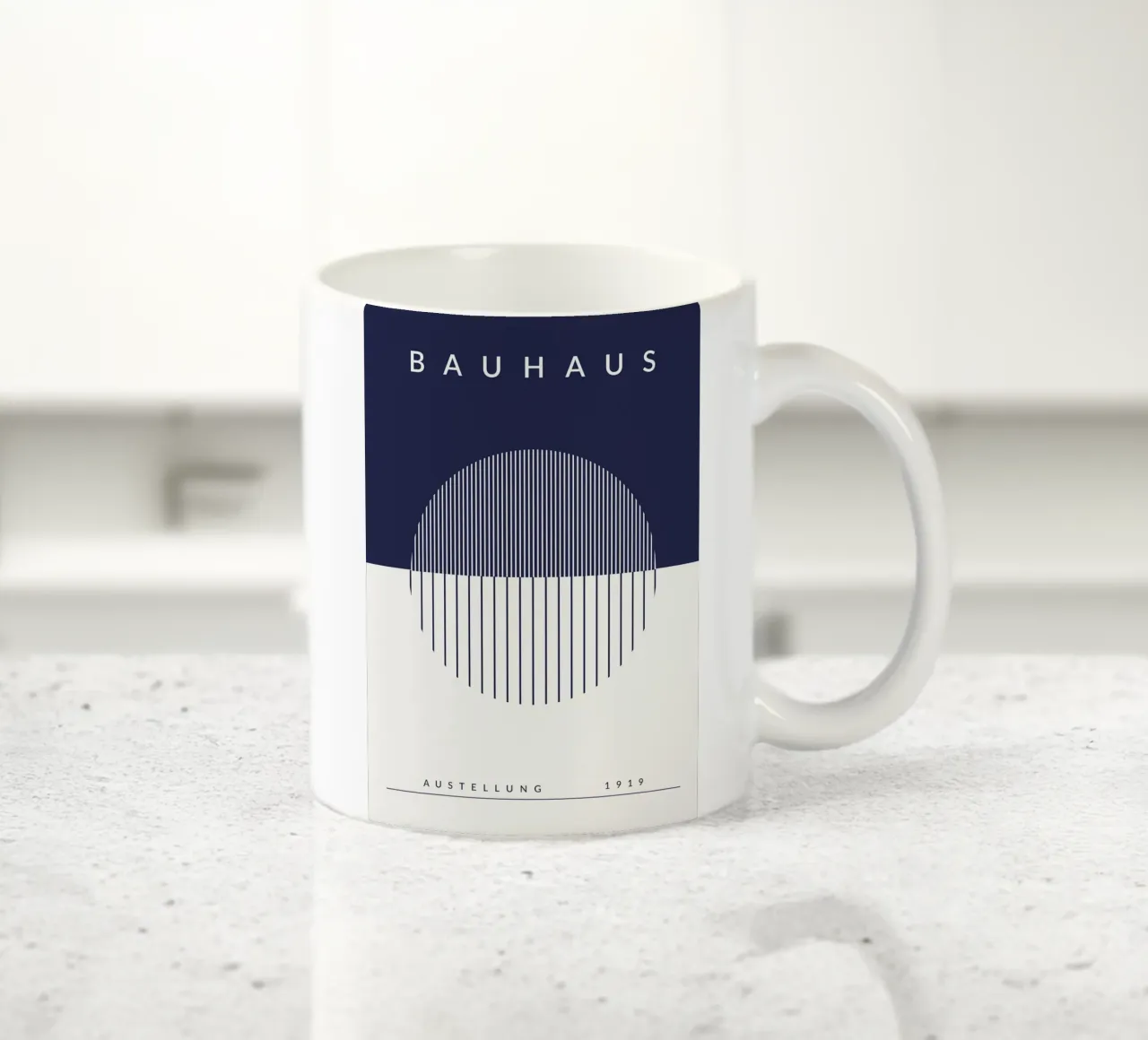 bauhaus tentoonstelling 1919 grafisch ontwerp keramische mok van MinimalistPosterCharles
