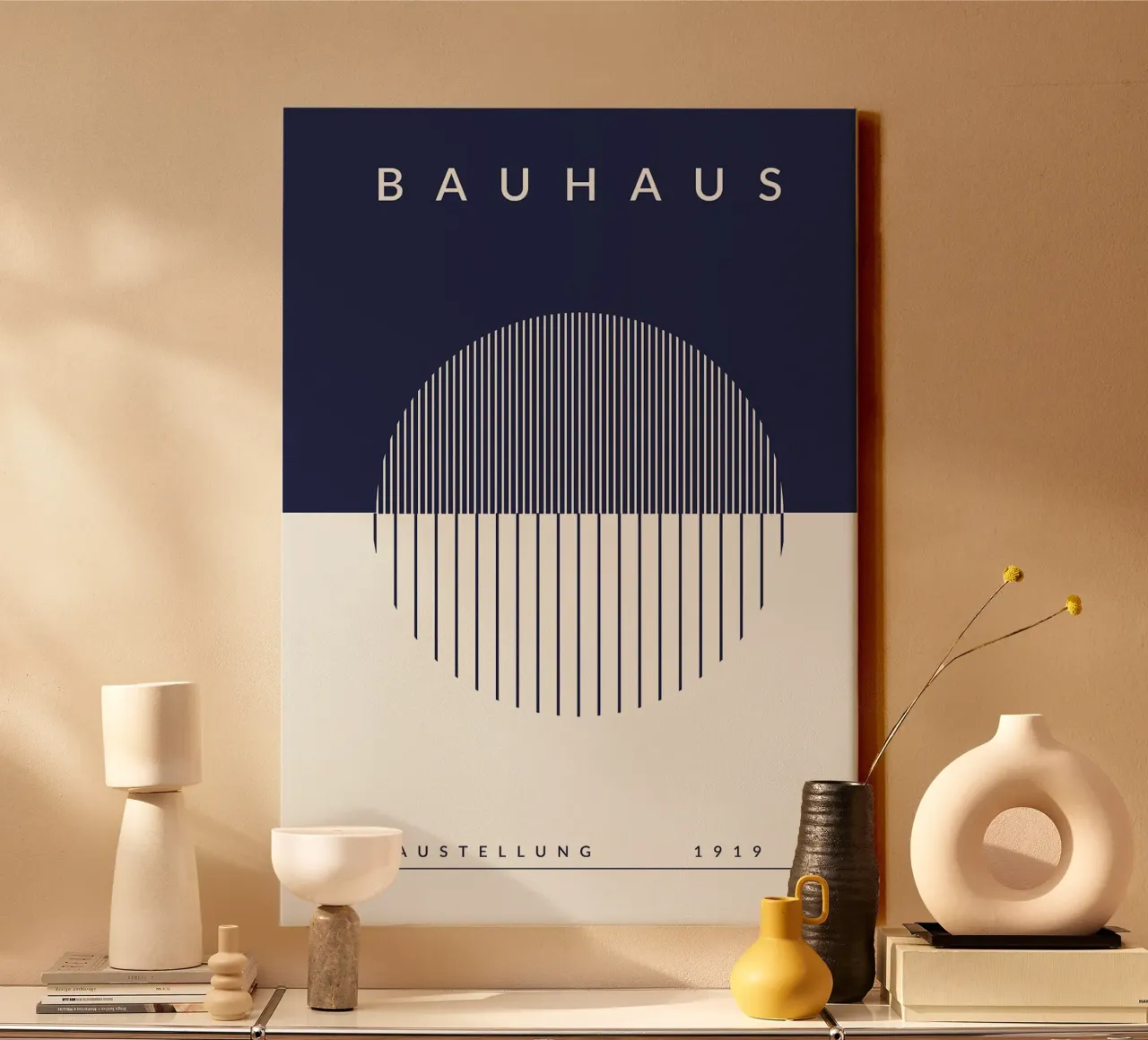bauhaus tentoonstelling 1919 grafisch ontwerp canvas van MinimalistPosterCharles
