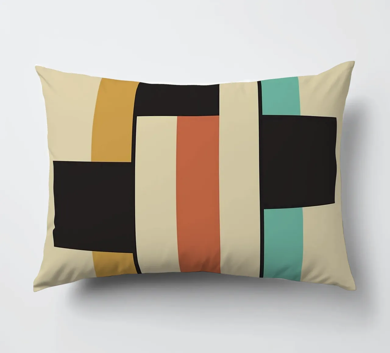 Bauhaus abstract shapes rectangles blocks decorative cushion by Dale Edward YoungJr
