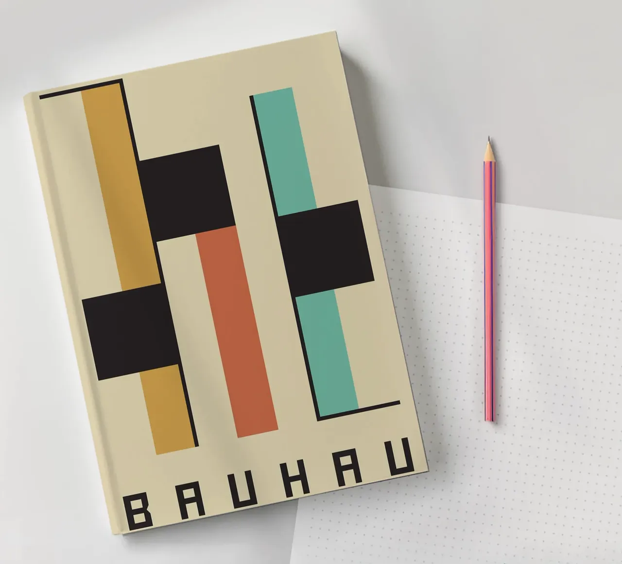 Bauhaus abstract shapes rectangles blocks notebook by Dale Edward YoungJr