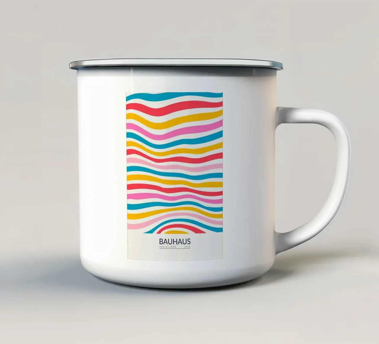 Bauhaus onde strisce ripetizione colorata tazza in smalto da Dale Edward YoungJr