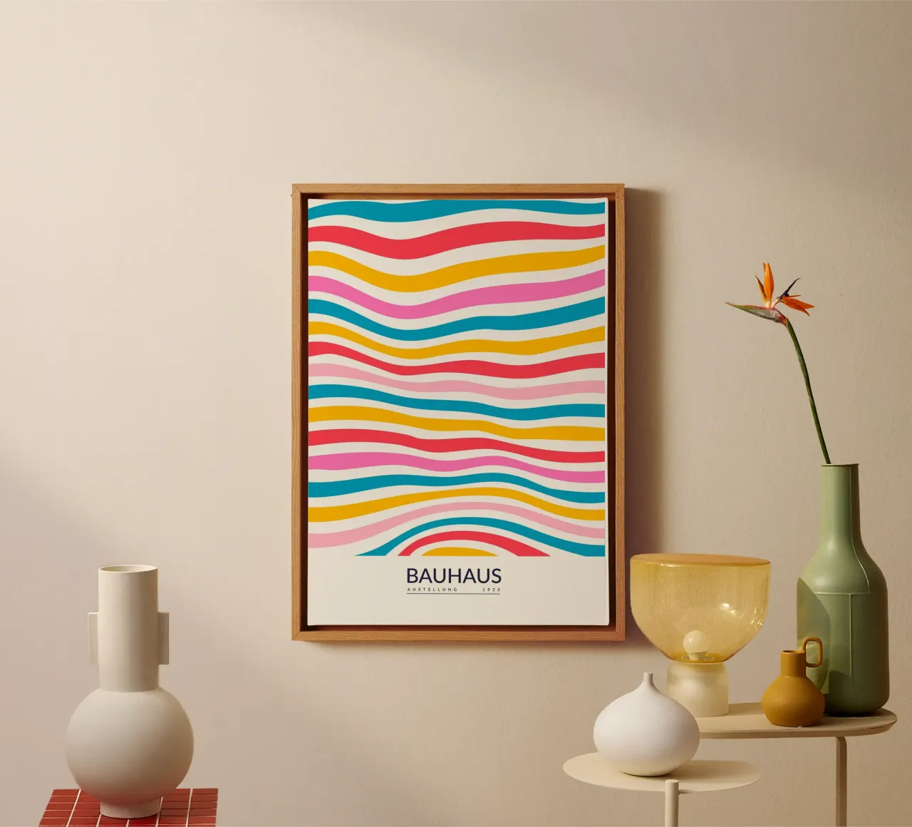 Bauhaus onde strisce ripetizione colorata tela con Cornice a cassetta da Dale Edward YoungJr