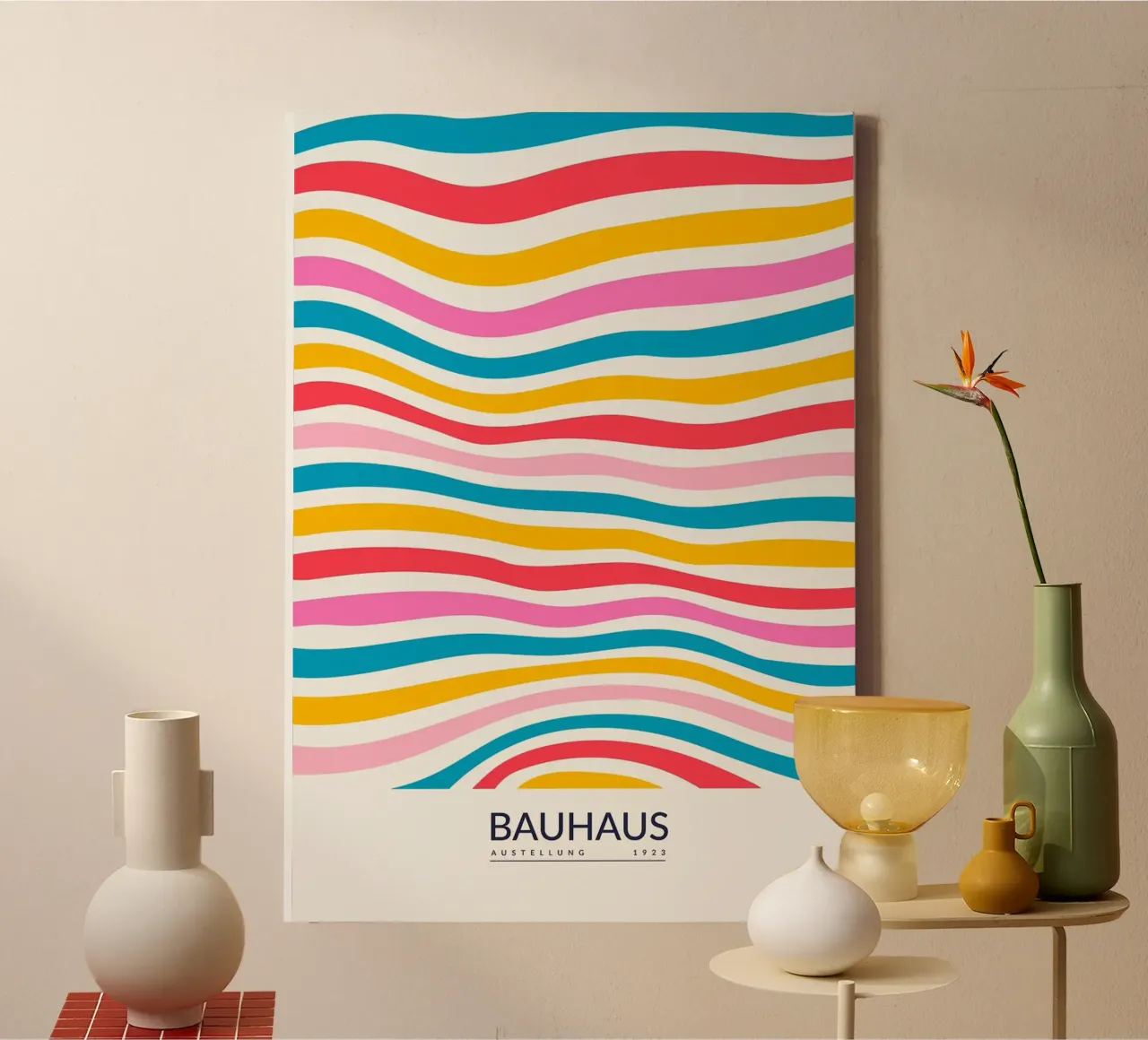Bauhaus onde strisce ripetizione colorata tela con Cornice a cassetta da Dale Edward YoungJr