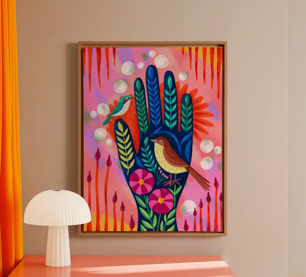 Betoverde Handtuin canvas met Baklijst van Silent Hue