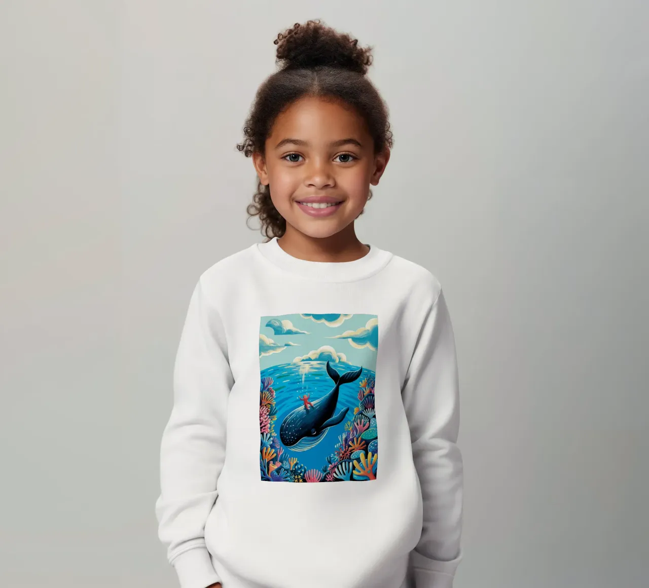 Majestic Whale Voyage kids sweatshirt by Silent Hue